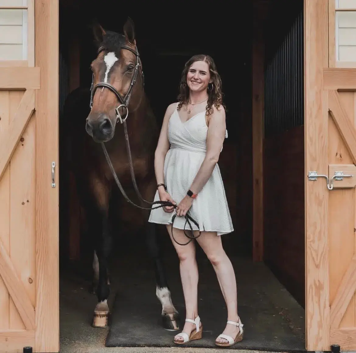 Caitlin Geary with her horse at Cedar Brook Farm